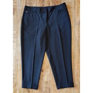 White House Black Market Black Pants Size 8 Crop Leg Cuffed Hem Stretch Classic
